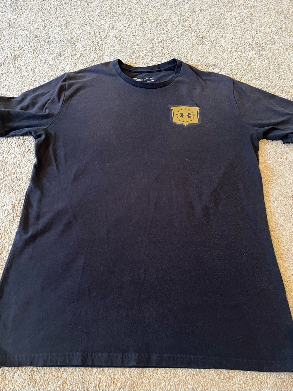 Under Armour Black Short Sleeve Tee with Gold Shield Logo